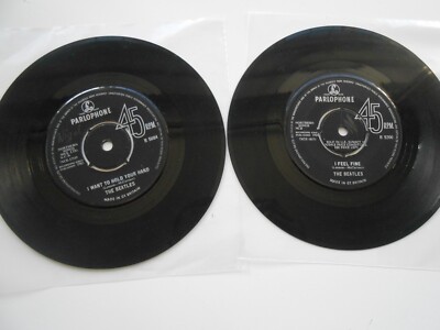 2x Beatles singles -I Want To Hold Your Hand & I feel Fine 7'' Vinyl R5200 R5084