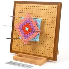 11.8" Crochet Blocking Board with 20 Pegs, Bamboo Blocking Boards for Crochet...