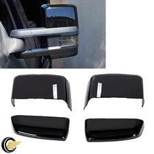 NEW Pair Glossy Black Tow Mirror Cap Cover For 14-19 Chevy Silverado GMC Sierra