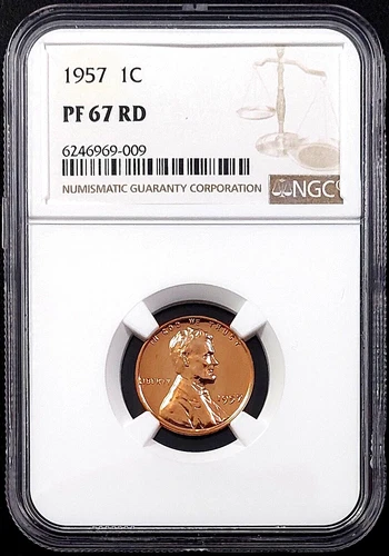 1957 Proof Lincoln Cent graded PF 67 RD by NGC! sku 9009
