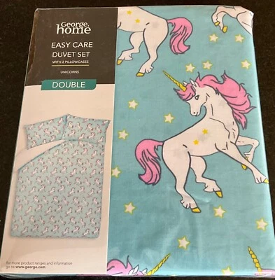 ASDA GEORGE Unicorn duvet cover- double with 2 pillow cases- new