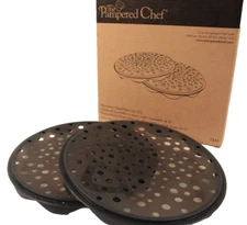 Pampered Chef Microwave Chip Maker Set #1241–Black Silicone Set of 2 in the Box