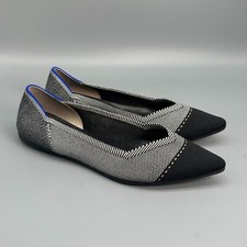 Rothy's Mist Womens 8 Gray Black Knit Ballet Flats Slip-On Cap Toe Casual