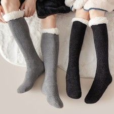 1 Pair Lady Sherpa Fleece Lining Socks Thick Thermal Cosy Fluffy Anti-slip Warm
