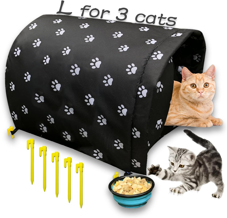 Size L Cats Shelter Big for 3 Adult Cats Outdoor Feral Cat House for