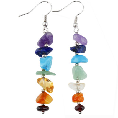 7 Chakra Stone Beaded Dangle Earrings for Women Girls Natural Stones Earrings
