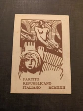 Italian Republican Party Card PRI 1922 San Benedetto Del Tronto Rare