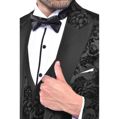 Men's 3 Piece Tailored Formal Wedding Prom Party Evening Dinner Tuxedo Suit - Picture 3 of 7