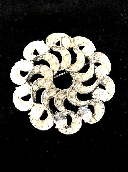 Vintage Signed BOGOFF Clear Rhinestone Silver Ton… - image 3