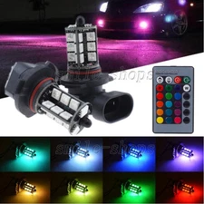 2pcs RGB Wireless 9005 HB3 9011 27-SMD LED Decoration Bulbs For Fog Hi-Beam DRL