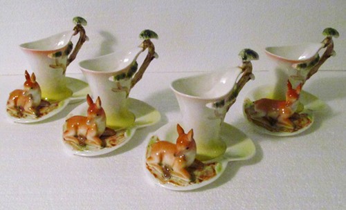 Drant Hand Painted Porcelain 13-Piece Figural Deer Tea Set - Mint and Complete! - Picture 10 of 12
