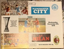 MANCHESTER CITY  v AC MILAN. UEFA Cup 1978/79