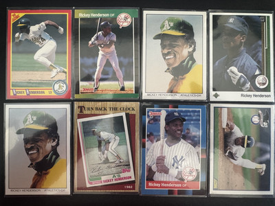 RICKEY HENDERSON Throwback Lot of 8 MLB Superstar Yankees, A's Free Ship 1148