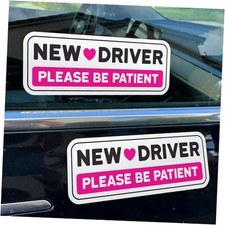 Non-Magnetic New Driver Stickers - Removable Vinyl Decals for Cars  2 Pink