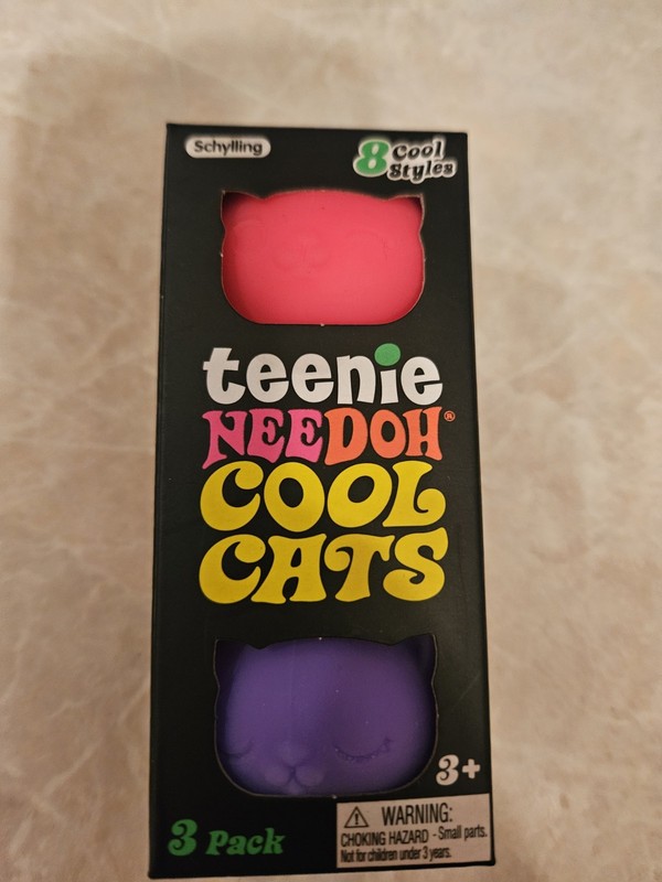 NeeDoh Teenie Cool Cats  3-Pack, Pink, Orange & Purple, New, Unopened 