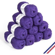 10 pelotes de laine - Glycine - 100% coton bio - 3mm - Tricot et crochet - Bergè