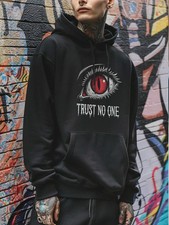 Men's Anime Hoodies, Cotton Blend Fleece, Streetwear Style Eye - Graphic Print,