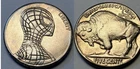 HOBO NICKEL COIN AMAZING SPIDERMAN WEB SLINGER BUFFALO SPIDER FREE SHIP