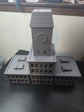 O - S Scale Buildings 4 PIECE Town BUILDINGS High Rise Clock Tower FREE SHIPPING