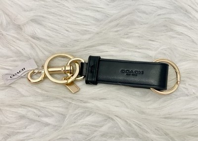 Coach Leather Trigger Snap Bag Charm Black Valet Key Ring Fob | eBay