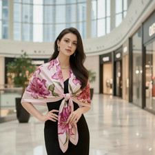 Seidenschal Schal Stola 180x90 Seide Rosa Seidentuch Halstuch Tuch Stola Damen