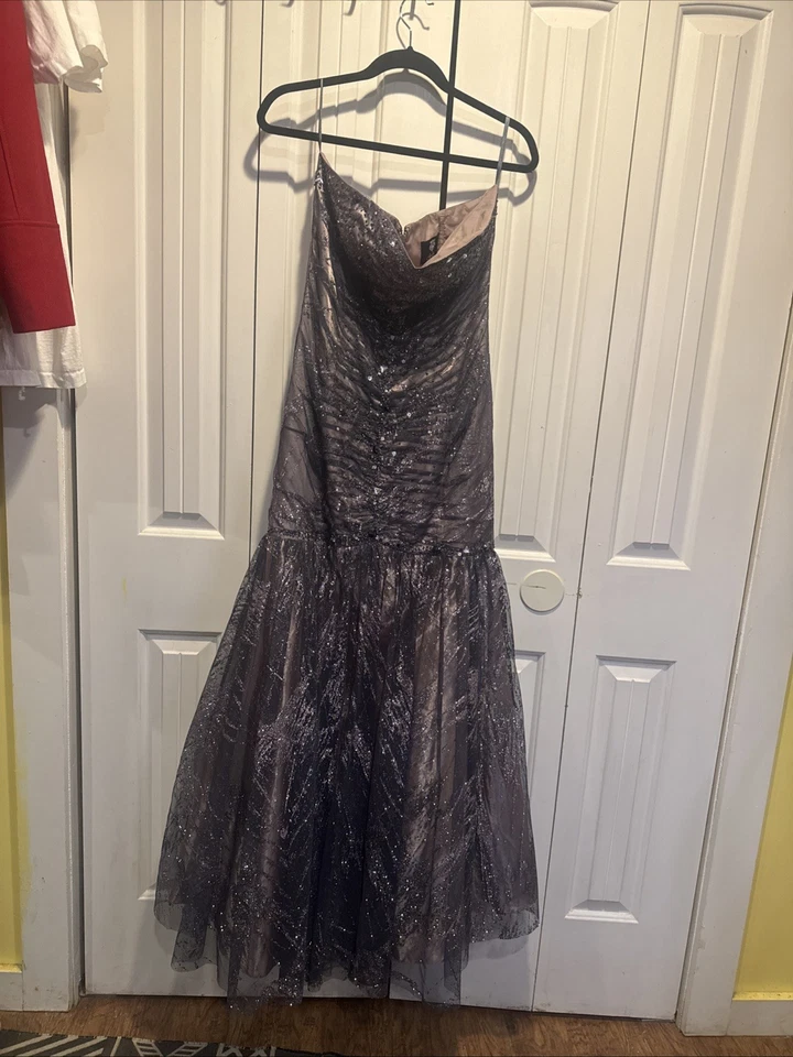 Deb фиолетовый блестящий тюль длинный русалки подружек невесты вечернее платье для официальных приемов 13/14 - Изображение 2 из 4