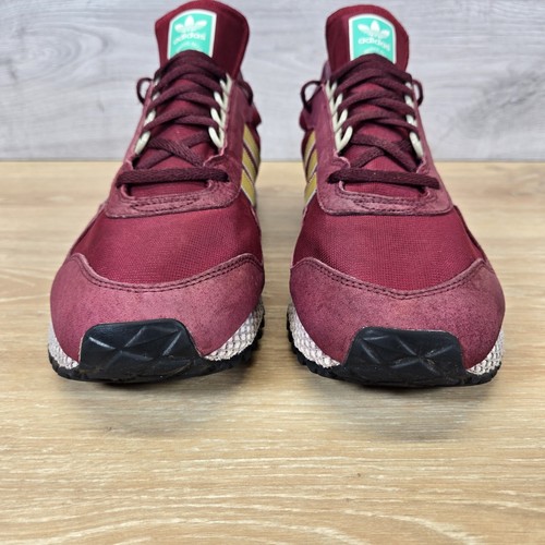 Adidas Originals New York Maroon Burgundy Gold UK Size 10 Suede Trainers Rare - Picture 5 of 18