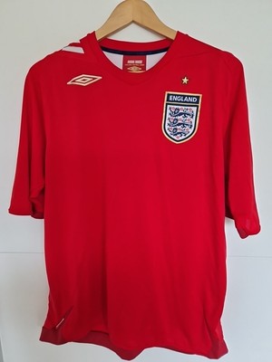 Umbro England Auswärtstrikot 2006-08 Large rot Herren offizielles Fußball Trikot Oberteil