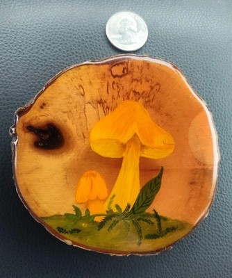 SUPER OREGON MYRTLEWOOD MUSHROOM MAGNET 4 INCH LIMB CUTTING HARDWOOD NICE MOONS