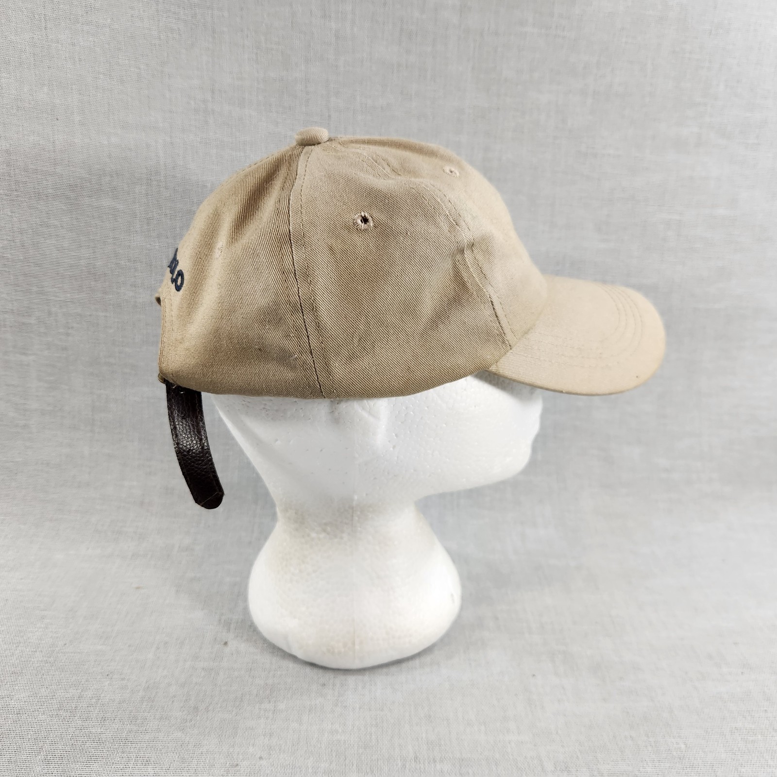 Cappello Vintage Polo Ralph Lauren Classico Ricamato Big Pony Logo Cinturino Pelle Cachi
