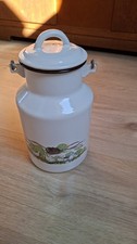 Emaile Milchkanne Wei&szlig; Mit Enten