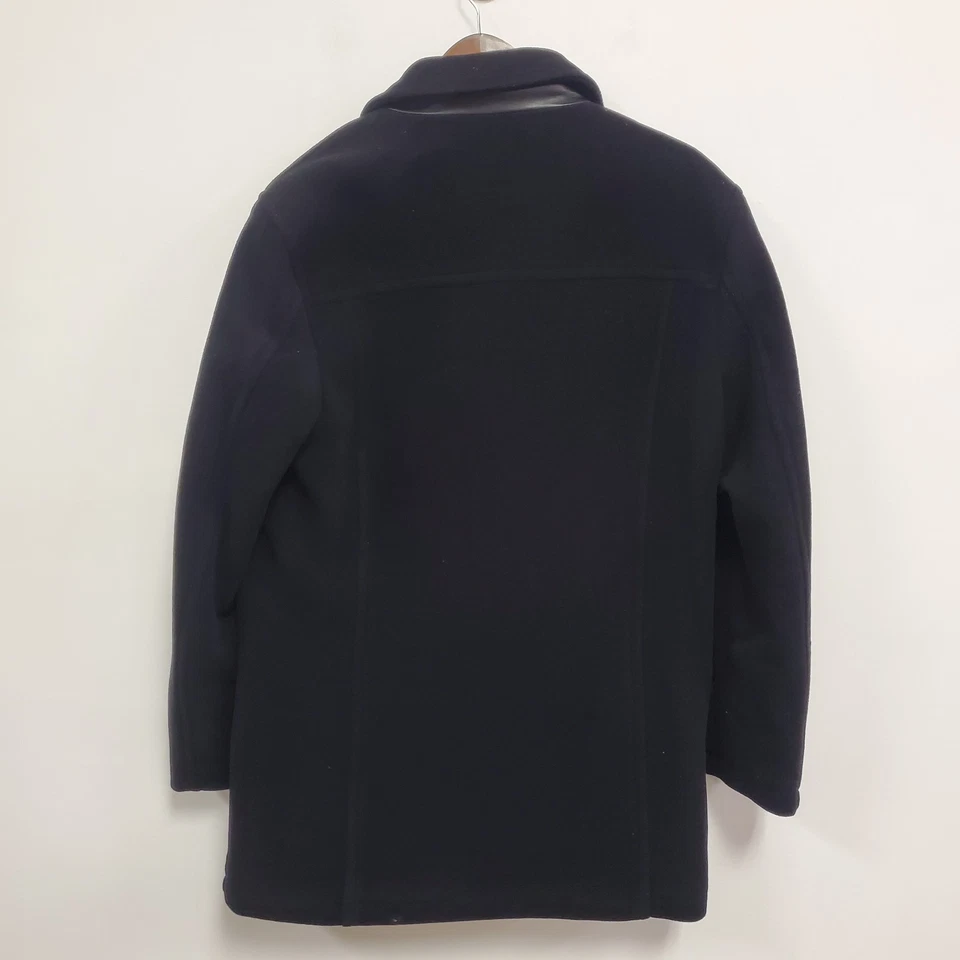 Abrigo Cole Haan Para Hombres Lana Botón Frontal Guisante Talla M Negro Formal Negocios Carrera Foto 3 de 4
