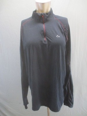 Paradox Size L Womens Black Wool Blend 1/4 Zip Long Sleeve Base Layer Top 639