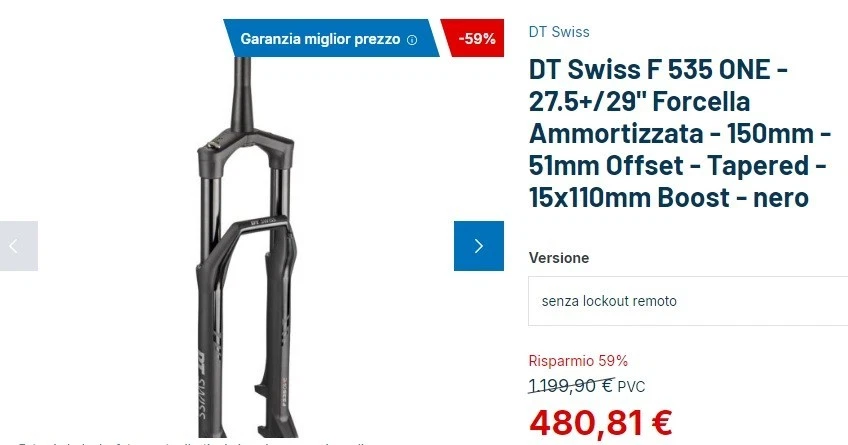 DT Swiss F 535 ONE -2 Forcella MTB NUOVA Ammortizzata - 150mm - 51mm Offset - Immagine 2 di 4