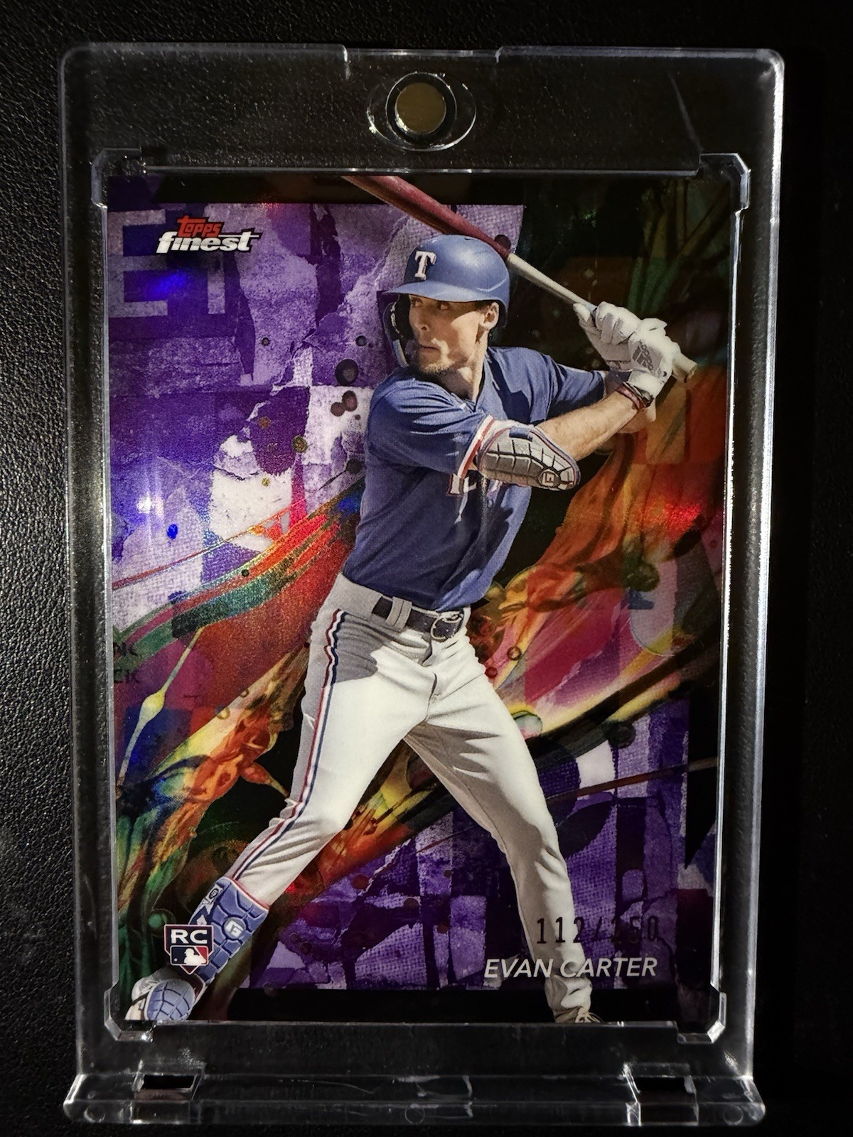 Topps 2024 Finest Purple Refractor Rookie Evan Carter #62 /250 Texas Rangers