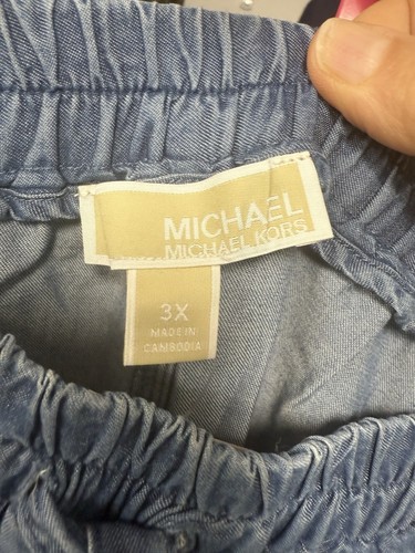 Michael Kors women’s plus size 3X wide leg elastic waist pants chambray blue $88 - Picture 4 of 7