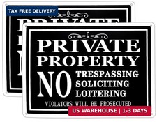 Private Property No Trespassing Aluminum Sign 14x10 inches, UV Printed, 2-Pack -