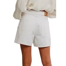 We The Free Free People White Denim High Rise Shorts Size 28 Button Fly
