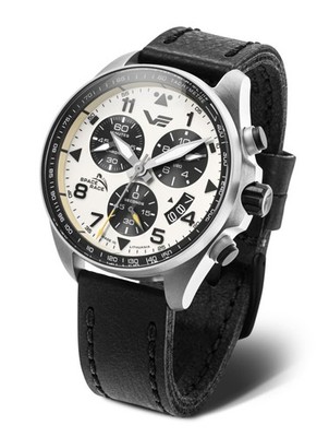 Vostok Europe 325A743-L Space Race Chronograph Altweiß Lederband 46 mm