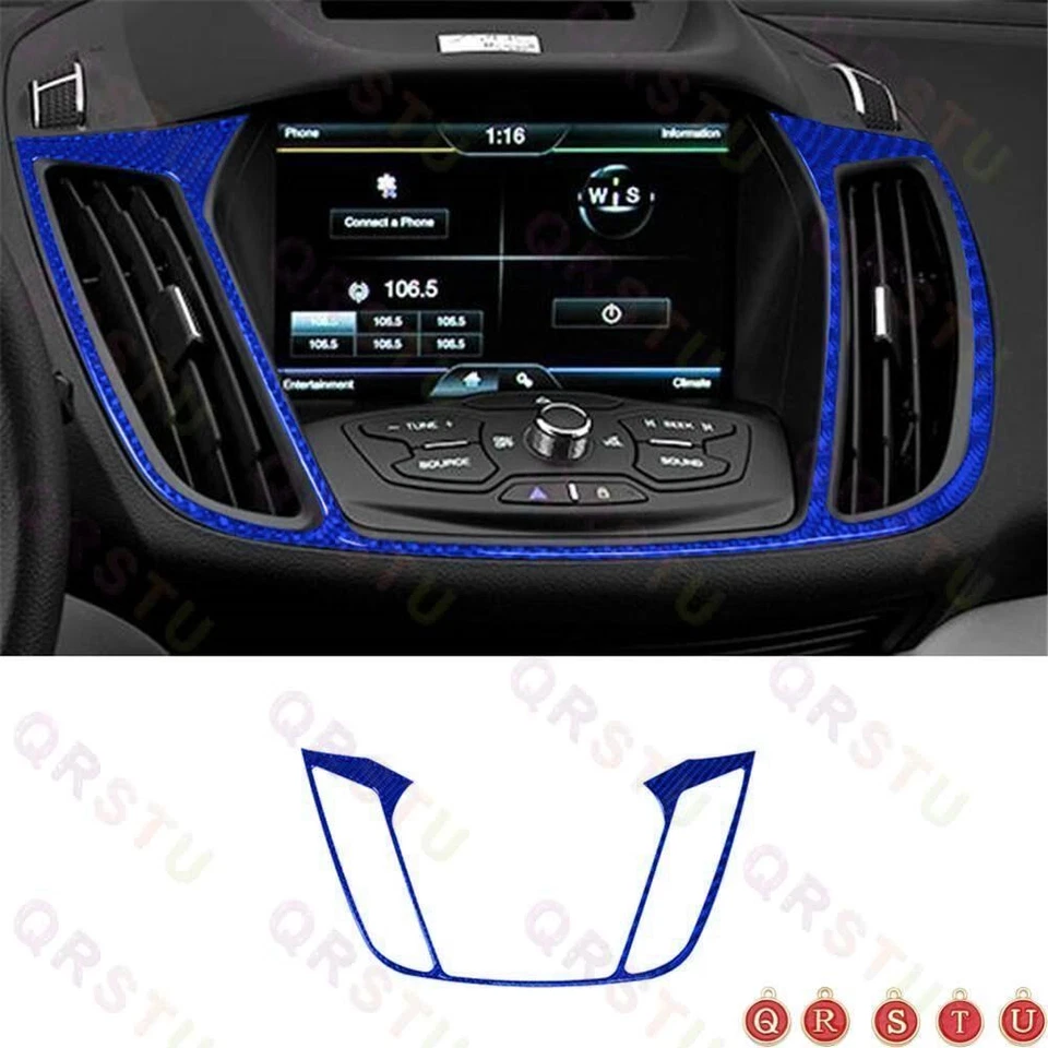 16Pcs Blue Carbon Fiber Full Set Cover Trim Kit For Ford Escape 2013-2016 Type A - Изображение 4 из 4