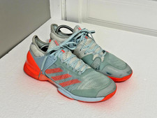 Adidas Adizero Ubersonic 2 Mens Tennis Shoes Mint Green Blue Coral Mesh SZ 10.5