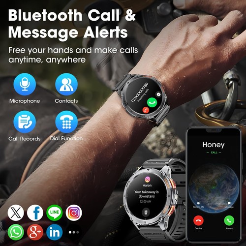 Militär Smartwatch für Herren mit GPS, 1,43" AMOLED Bluetooth Anruf Smartwatch... - Bild 5 von 7