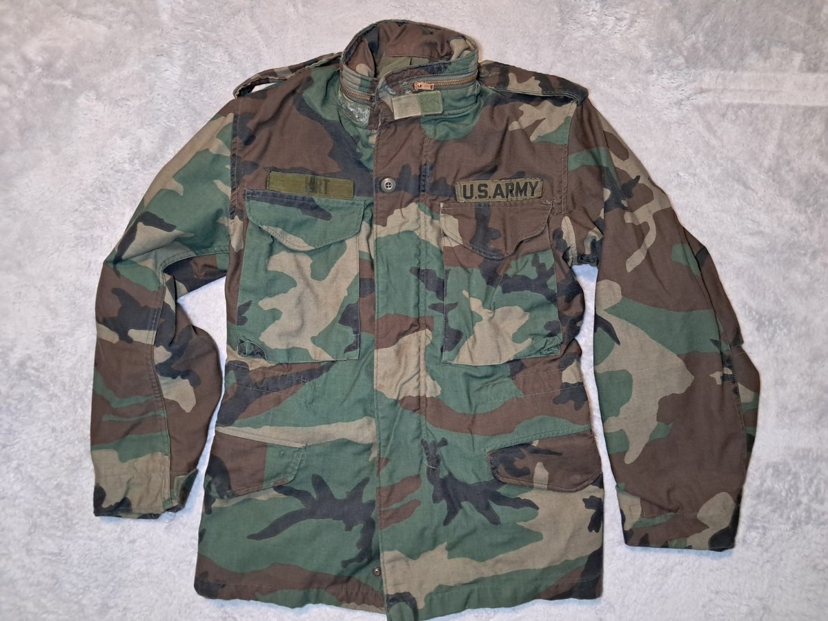 US Army M65 Field Jacket Mens XSmall Short Woodland Camo Lined