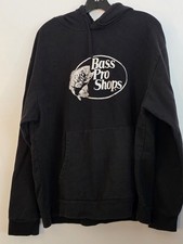 Bass Pro Shops Logo Men's Black XL Sweatshirt Hoodie Pullover Johnny Morris Used