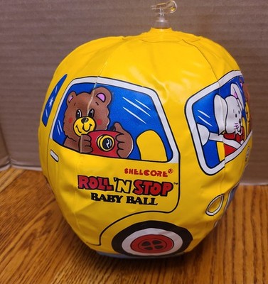 Vintage Blow up roll N stop Baby toy 1985 Bell inside Holds Air