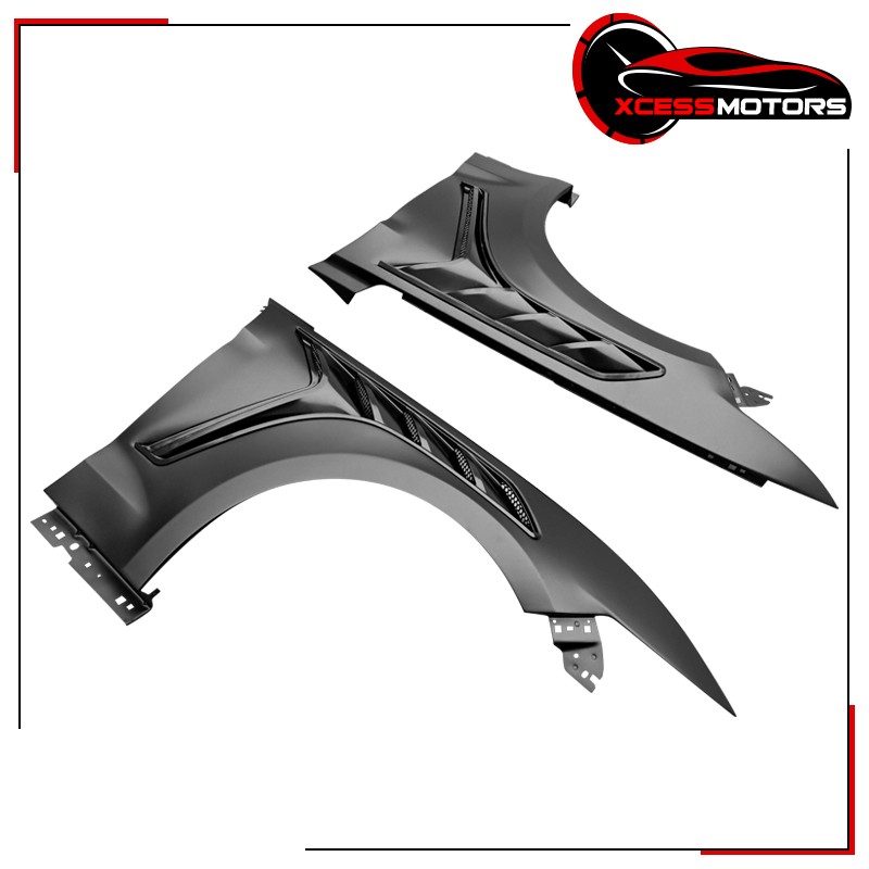 GTD Style Front Fenders Fits 2015-2017 Ford Mustang V6/ GT Aluminum Black Pair