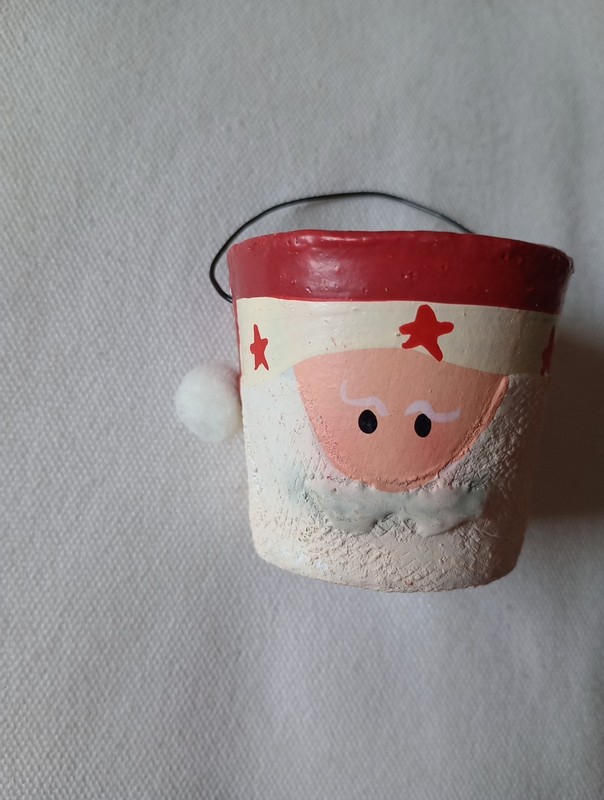 Paper Mache Santa Bucket Ornament