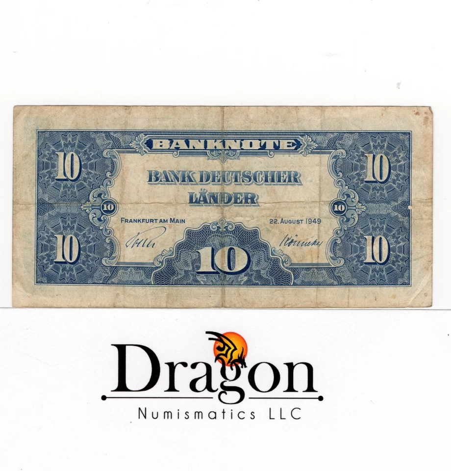 1949 Germany Federal Republic 10 Deutsche Mark CIRCULATED ! - Image 2 of 2