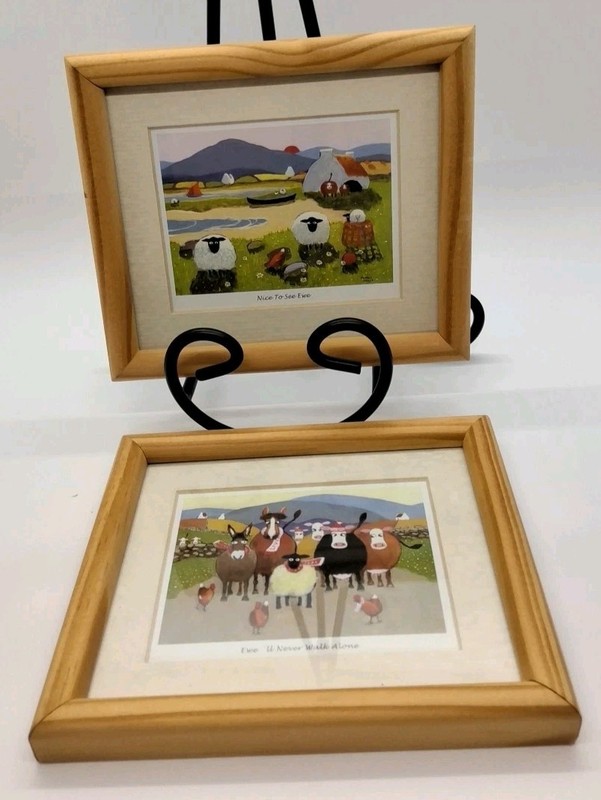 Two Small Scottish Farm Wood Framed Prints By Thomas Joseph, Irish Artist. 