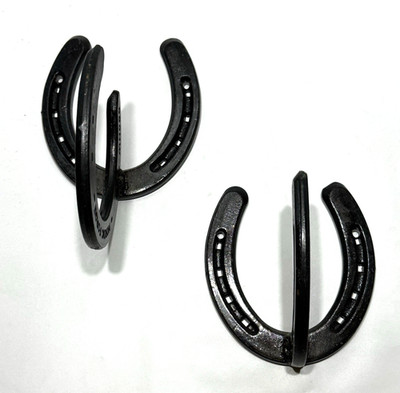 2 Nordic Forge Cast Iron Horseshoe Coat Hat Tack Hooks Western Rustic Barn
